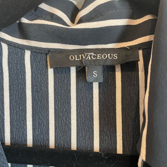 Olivaceous Black and Tan Striped Oversized Button Up High Low Blouse sz Small - Picture 5 of 5